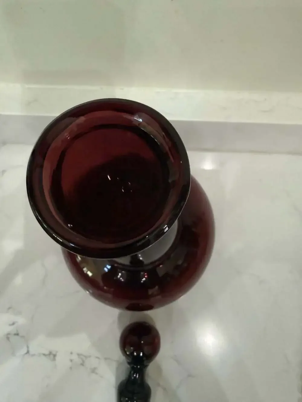 Vintage Mid-Century Handblown Amethyst Purple Glass Decanter with Stopper